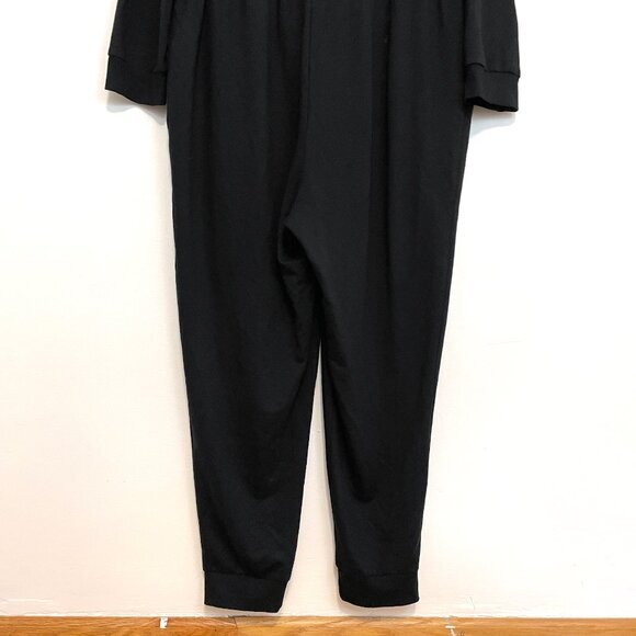 TORRID 1 Plus Size Black Terry Zip Front Hooded Jumpsuit Long Sleeve Cropped 1X - Picture 15 of 16